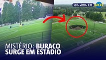 Cratera enorme aparece em campo de futebol nos EUA e intriga a internet