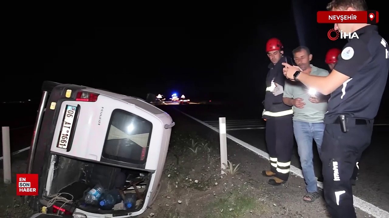 Nevşehir'de köpeğe çarpmamak için manevra yapınca takla attı: 4 yaralı