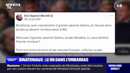Propos de Roger Chudeau: "Faire le tri entre les bons et les mauvais Français, voilà leur projet", dénonce Éric Dupond-Moretti sur X, lui-même binational