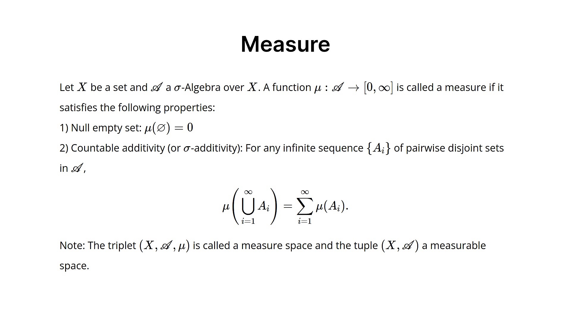 Measure (Measure Theory)