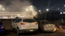 Electrical mishap leads to a fire burst on a busy road in Jeddah, KSA