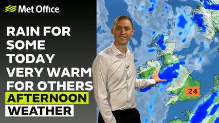 Met Office Afternoon Weather Forecast 29/06/2024 – Mostly sunny, some rain