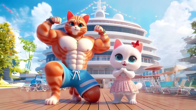 Daddy Fights Great White Shark to Save a Kitten #cat #cute #socutekitty #aicats #aiart #cats