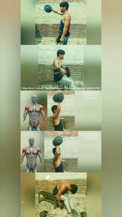 5 Best SHOULDER Workouts with Dumbbells  #heermlgangaputra #naturalbodybuilding #exercise #fitness #gym #muscle #training #tips