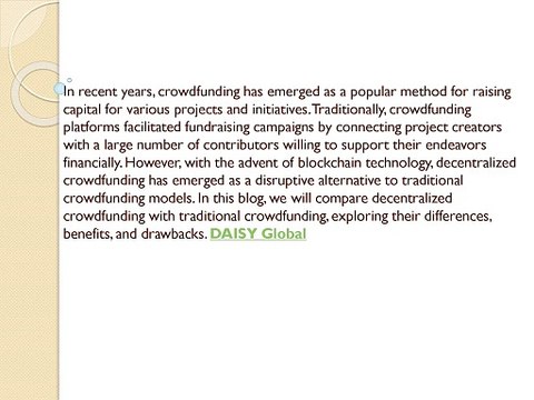 Decentralized Crowdfunding vs. Traditional Crowdfunding_ A Comparison by Experts at D.AI.SY
