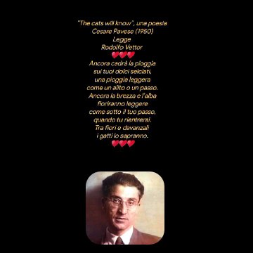 The cats will know”, una poesia Cesare Pavese (1950)Legge Rodolfo Vettor