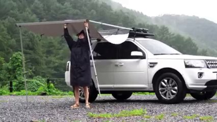 Heavy rain and campaign night, coming outdoor ,