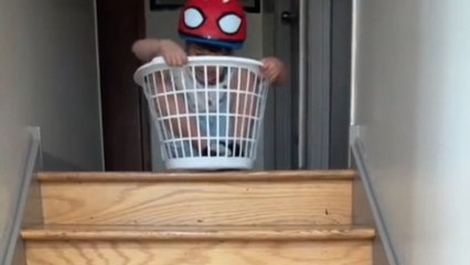 Excited boy's desire to fly like Spider-Man ends in hilarious disappointment