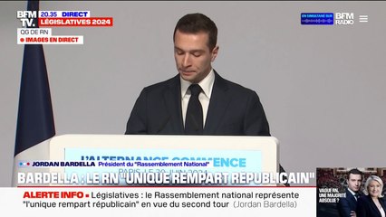 "J'entends être le Premier ministre de tous les Français", affirme Jordan Bardella depuis le QG du RN