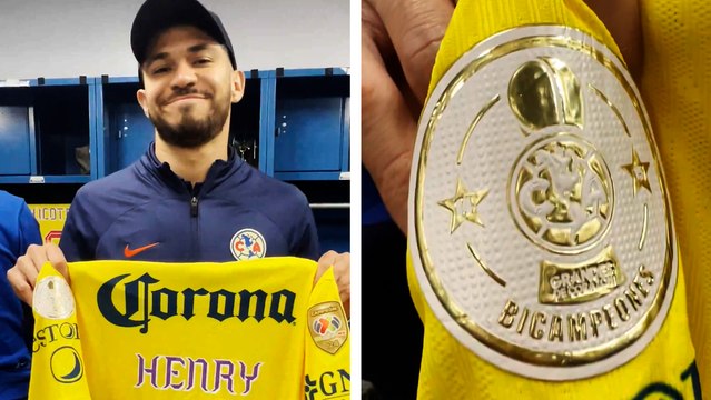 América presume parches de campeón y bicampeón de Liga MX en su nueva camiseta, con Henry Martín como modelo