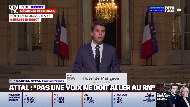 Législatives: Gabriel Attal appelle au désistement des candidats Ensemble en 3e position, lorsque le RN risque d'être élu