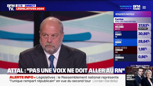 Pas une voix pour le Rassemblement national , affirme Éric Dupond-Moretti qui appelle tout de même à faire du cas par cas selon les candidats LFI présents au second tour