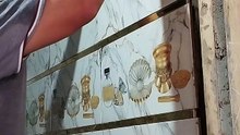 Modern ceramic fittings in gold color for bathroom