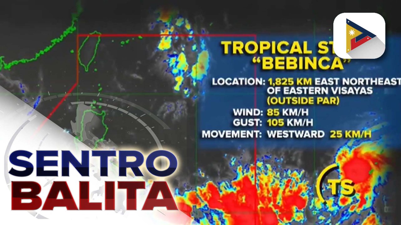 Tropical Storm Bebinca na nasa labas ng PAR, patuloy na lumalakas; trough ng naturang bagyo, nagpapaulan na sa ilang bahagi ng bansa