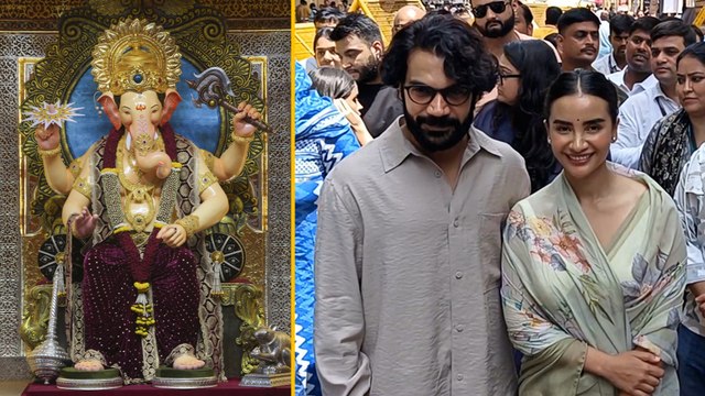 Rajkummar Rao & Patralekha Arrive At Lalbaugcha Raja To Seek Blessings From Lord Ganesha On Ganpati Utsav
