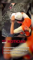 Protestante se provoca una intox1c@ción dentro de la Cámara de Senadores