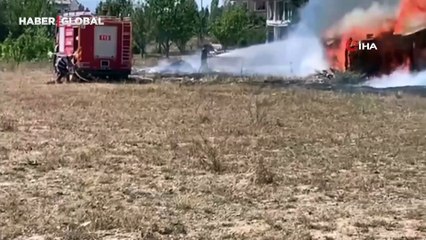 Gümüşhane'de yangın: Samanlık alevlere teslim oldu