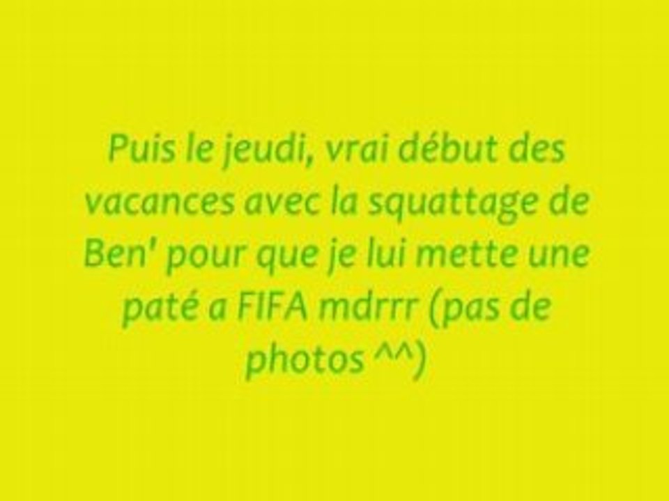 VACANCES premiere partie