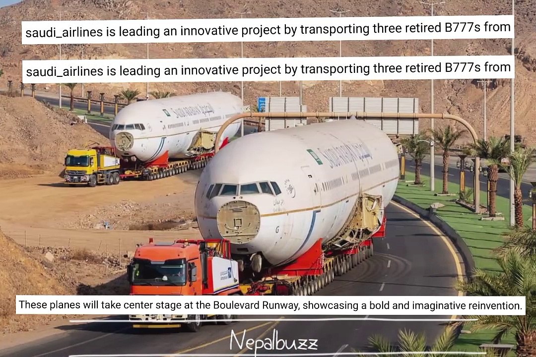 Imagine driving past a Boeing 777 on the road! #saudiarabia