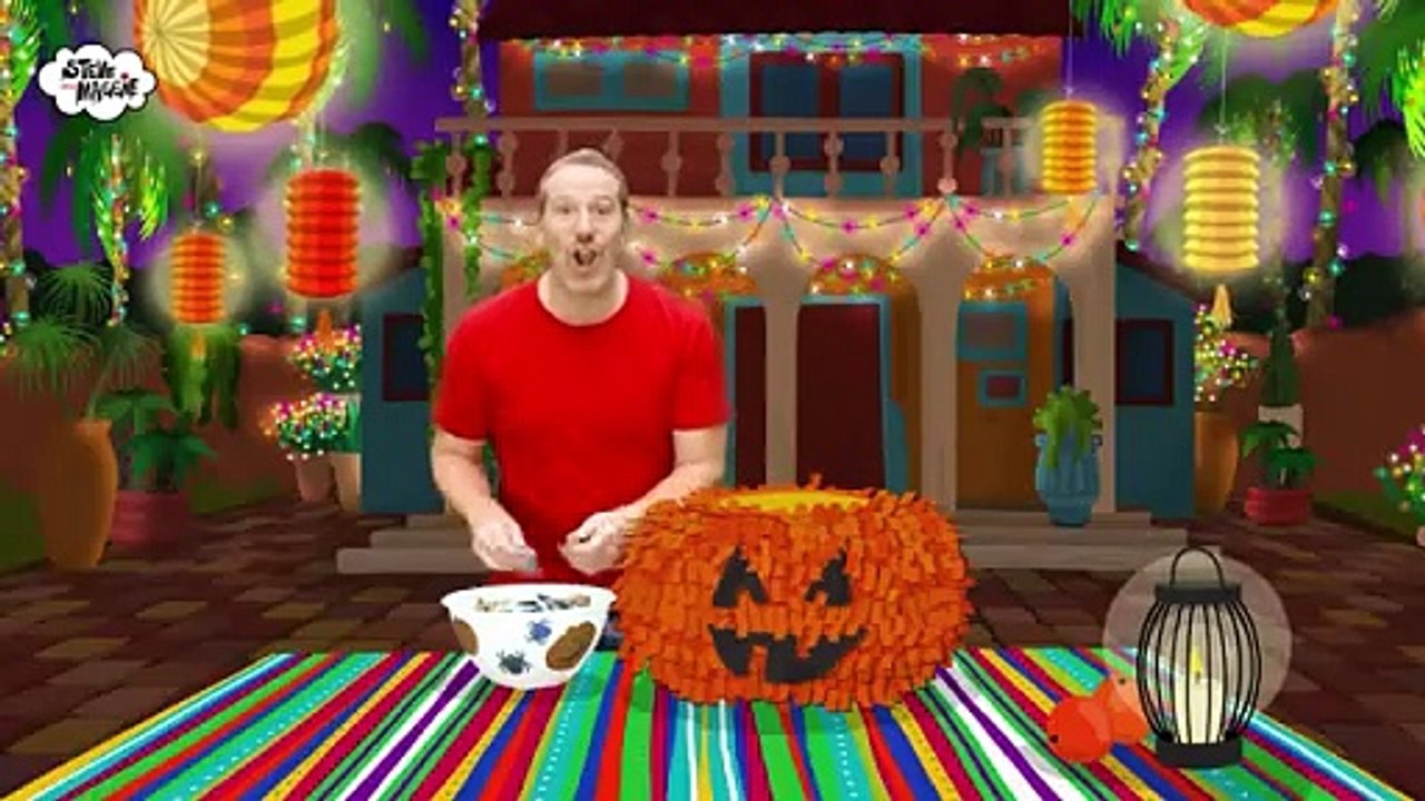 Haunted House NEW Monsters for Kids with Steve and Maggie _ Halloween Piñata _ Mr Sun Trick or Treat(360P)