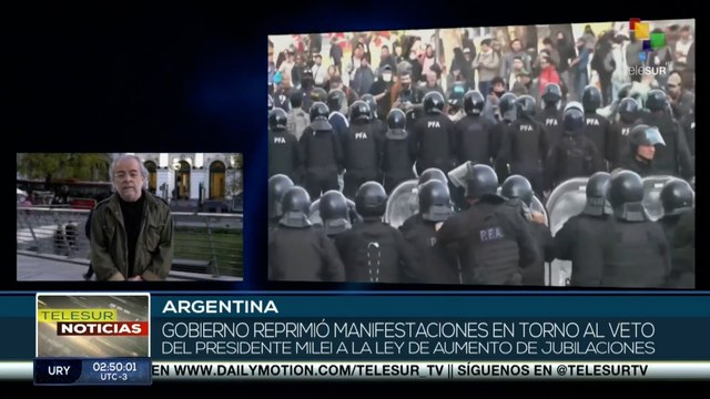 En Argentina gobierno reprimió manifestaciones por veto de ley de aumento de jubilaciones