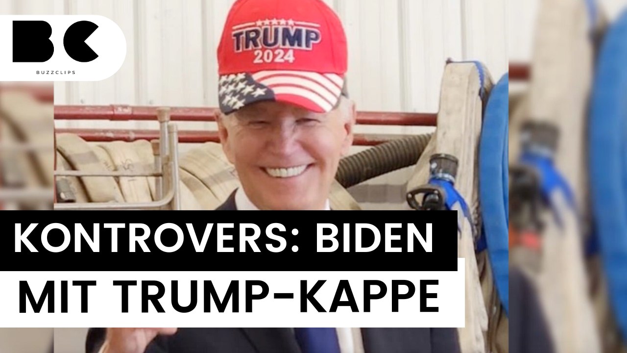 Biden überrascht mit Trump-Kappe!