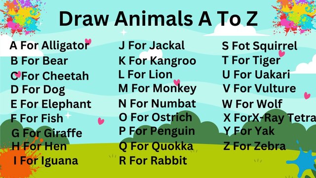 How to Draw Animals A to Z for Kids | Fun and Easy Step-by-Step Drawing Tutorial