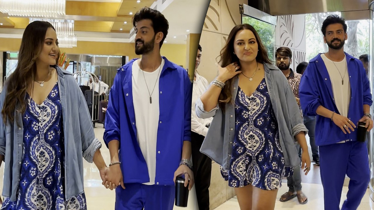 Cute Couple Sonakshi Sinha & Zaheer Iqbal Spotted Twinning Together In Some Bomber-Blue Outfits!