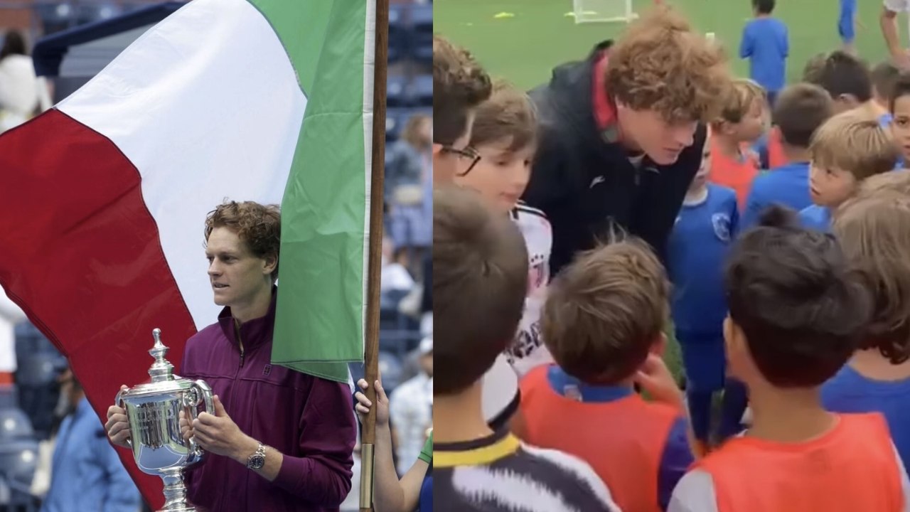 Tennis - ATP 2024 - Jannik Sinner surprend des jeunes fans Italiens à un entraînement de football !