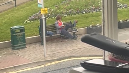 Bus stop becomes dance floor as man lets loose to the music’s beat