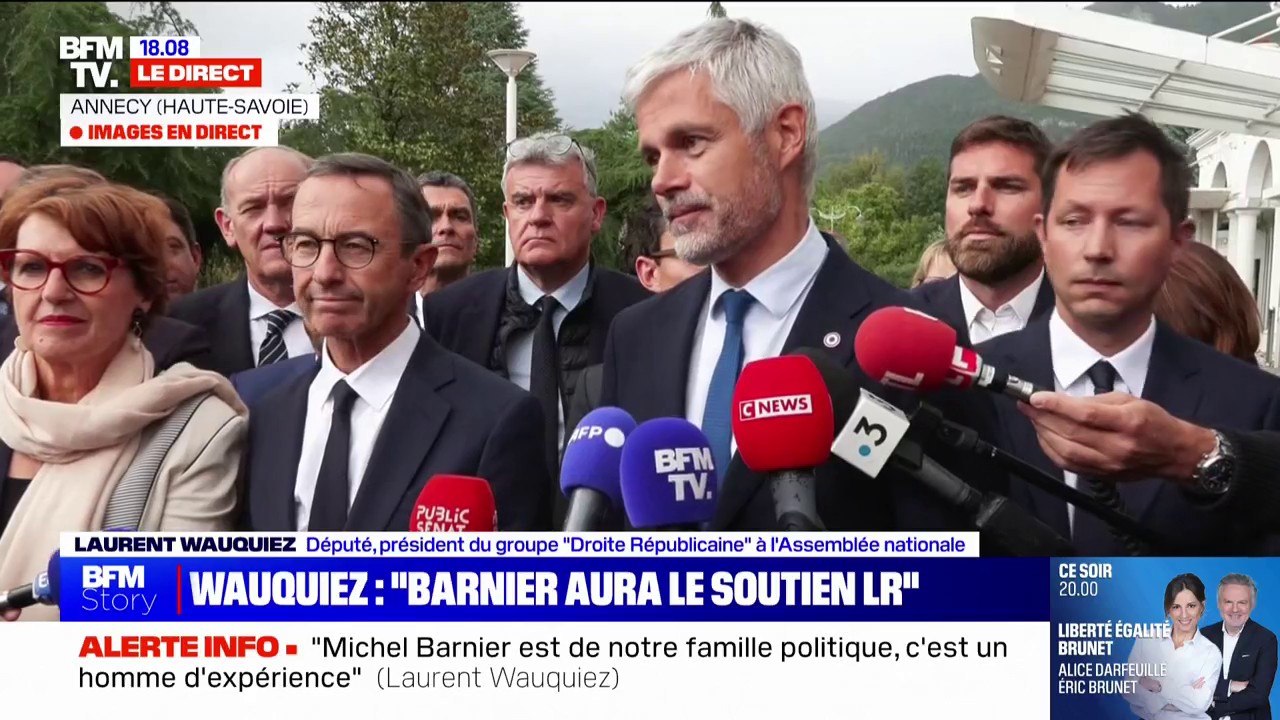 "Michel Barnier aura le soutien très clair" des Républicains, assure Laurent Wauquiez