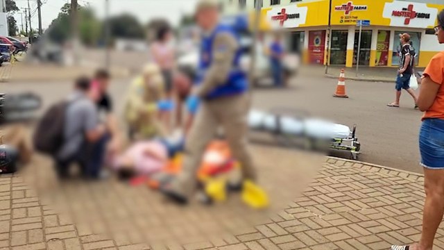 Motociclista fica ferida em acidente de trânsito no Cascavel Velho