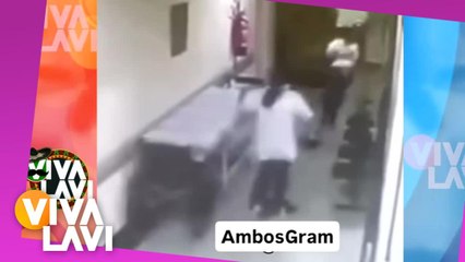 Mujeres son perseguidas por un toro en un hospital