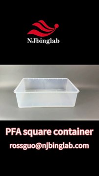 PFA square container, withstand strong acid and alkali, extremely low background, size 400*300mm, can be equipped with electric heating plate to heat and clean laboratory utensils and wafers