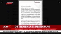 ¡Última Hora! Autoridades de Sinaloa confirman que fueron detenidos 11 personas tras agresión