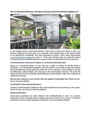 How to Maximise Efficiency with Space-Saving Commercial Kitchen Appliances