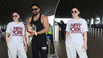 Kanta Laga Star Shefali Jariwala & Parag Tyagi Get Clicked At The Airport With Their Cute Pet!