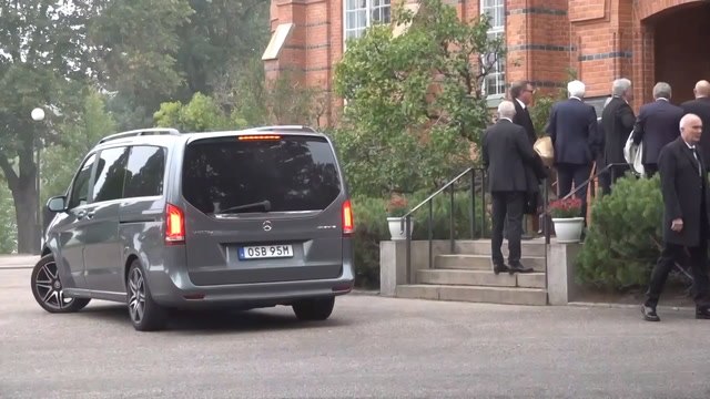 David Beckham arrives for the funeral of Sven-Goran Eriksson in Sweden