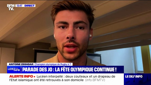 Parade des JO: C'est génial de pouvoir partager un dernier moment avec les autres athlètes français, affirme Antoine Zeghdar (rugby à 7)