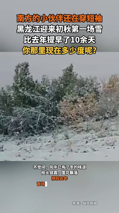 哈爾濱下雪了！我們還在穿短袖。It's snowing in Harbin! We're still wearing T-shirt.