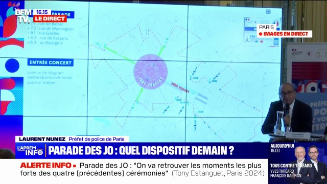Parade olympique: le préfet de police de Paris, Laurent Nuñez, présente le périmètre de protection antiterroriste qui sera mis en place