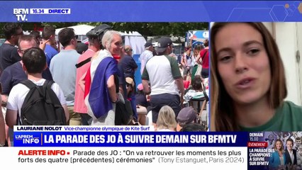 Parade des Champions: "C'est l'occasion pour nous de remettre un dernier pied dans l'ambiance olympique", se réjouit Lauriane Nolot (vice-championne olympique de kitesurf)