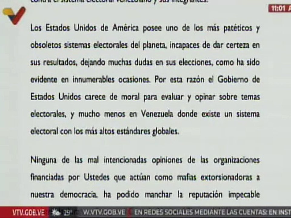 Comunicado | CNE repudia sanciones de EE. UU. contra servidores públicos venezolanos