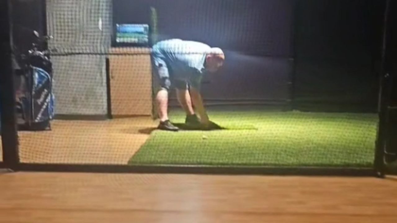 Unexpected twist: Golf ball bounces back and unexpectedly hits man's knee