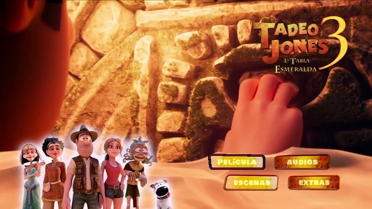 Inicio y fin del DVD de Tadeo Jones 3 - La tabla esmeralda de 2022 (Divisa Films)