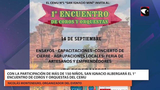 Con la participación de más de 150 niños, San Ignacio albergará el 1° Encuentro de Coros y Orquestas del CEMU