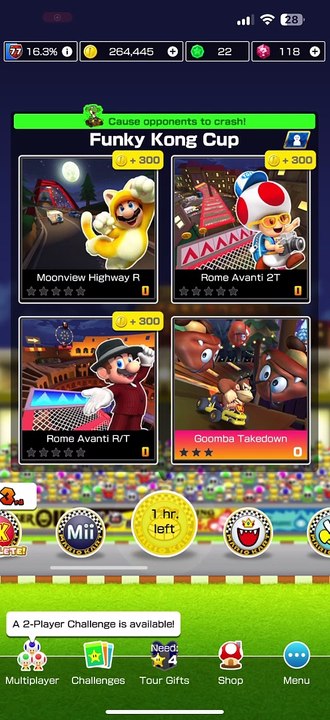 Mario Kart Tour - Funky Kong Cup Coins Aplenty Gameplay (Night Tour)