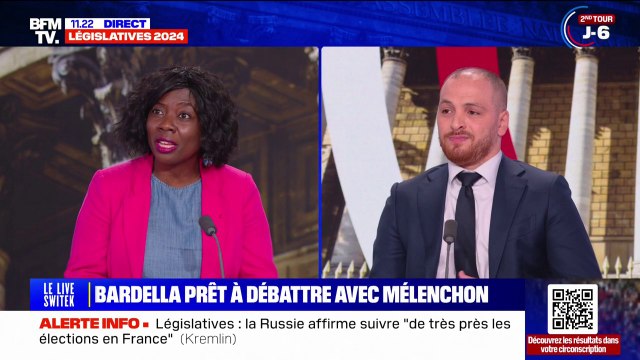 Un débat entre Jordan Bardella et Jean-Luc Mélenchon? Ça n'a absolument pas lieu d'être , répond Danièle Obono (LFI)