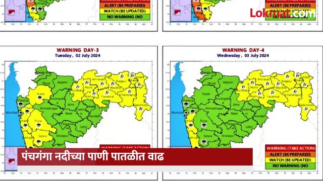 कोल्हापुरात धरण क्षेत्रात जोरदार पाऊस, ७ बंधारे पाण्याखाली, पंचगंगेच्या पाणी पातळीत वाढ