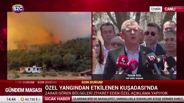 Özgür Özel yangından etkilenen Kuşadası'nda